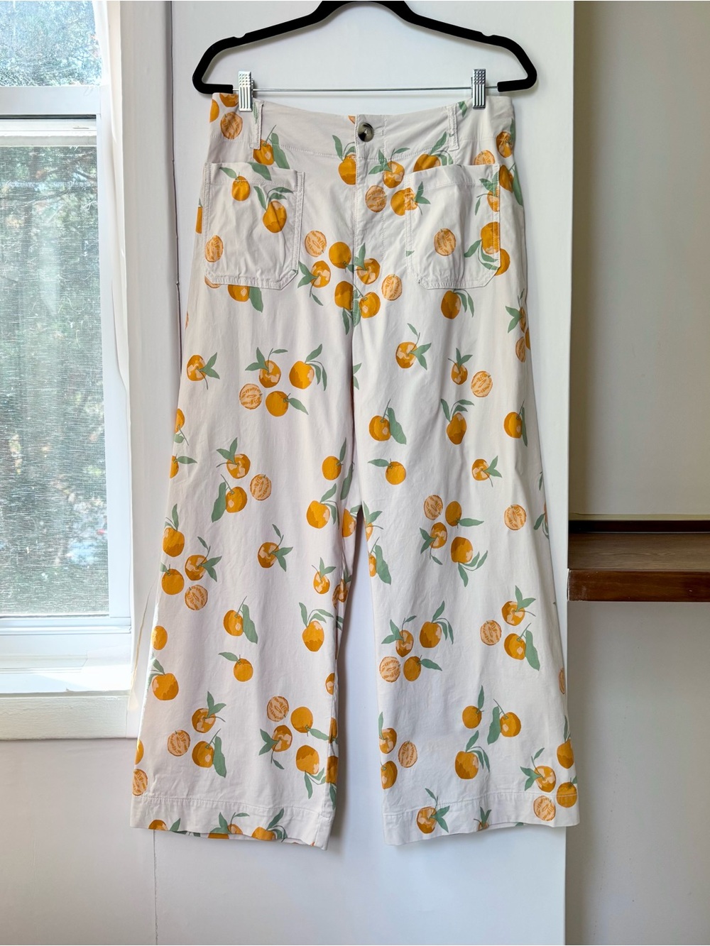 Anthropologie The Colette Wide-Leg Pants Orange Print 32